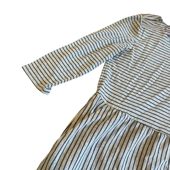 Boden Janie Stripe A-Line Dress Navy Grey Pockets 3/4 Sleeves Size 10L Women's - Picture 4 of 12
